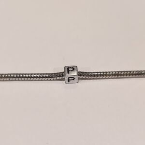 Silver P Spacer Charm for Pandora Style Bracelet